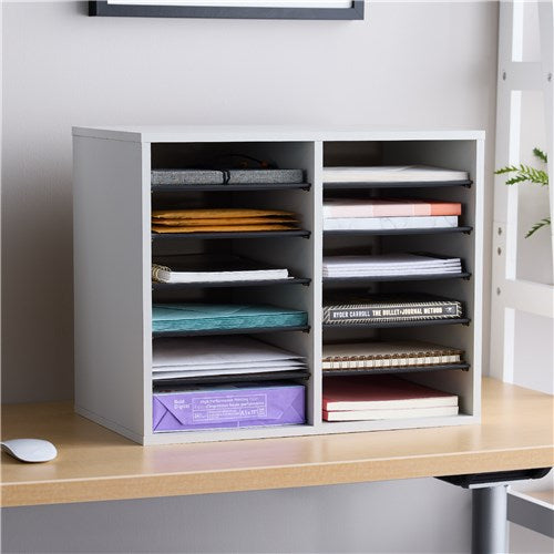 9420 - Wood Adjustable Literature Organizer - 12 Compartment by Safco