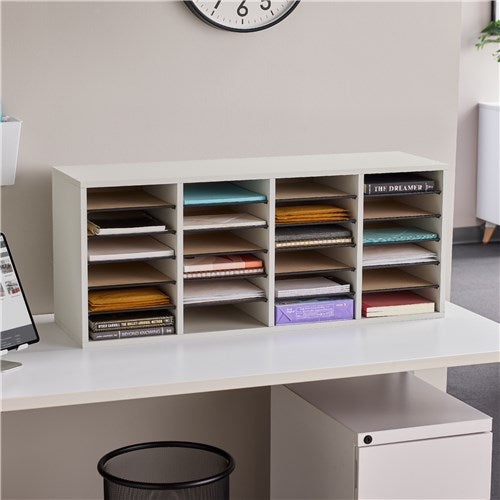 9423 - Wood Adjustable Literature Organizer, 24 Compartment by Safco