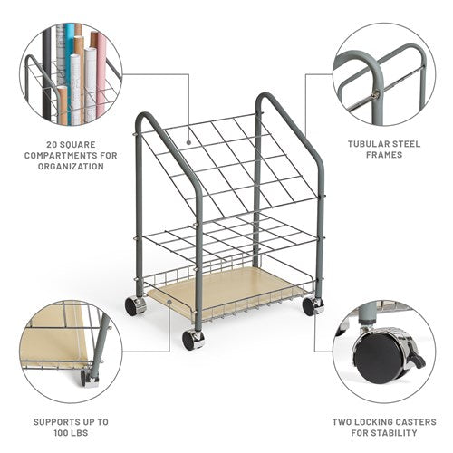 3091 - Tubular Steel Wire Roll File, 20 Compartment  2.75" sq. by Safco