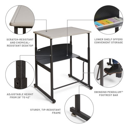 1201 - Safco AlphaBetter® 28" x 20" Adjustable-Height Stand-Up Desk