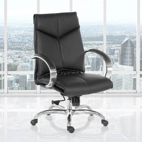8201 - Deluxe Mid Back Executive Leather Chair with Chrome Base by OSP