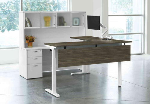 NAP-A33M - Napa - Ascend Electric Adjustable Height L Shape Desk with Credenza & Hutch
