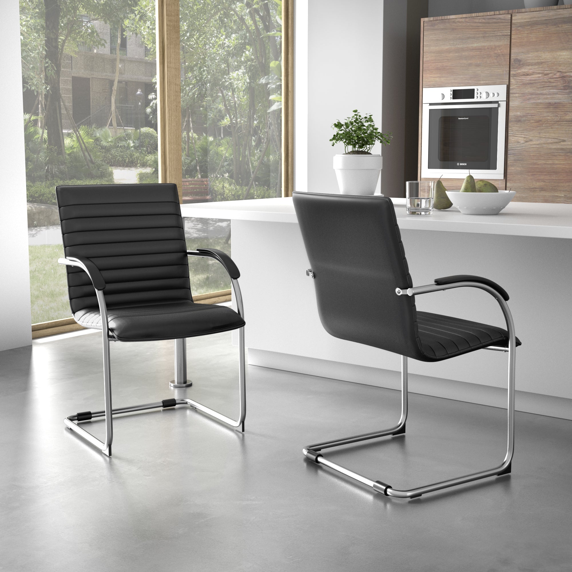 B9536 - Boss Chrome Frame Vinyl Side Guest Chair (2 pack )by Boss