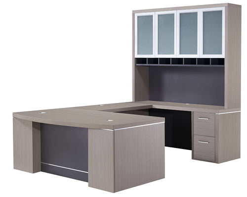BA102UBTH - Bravo Executive 'U' Shape Bow Top Desk w/Hutch by Everforest