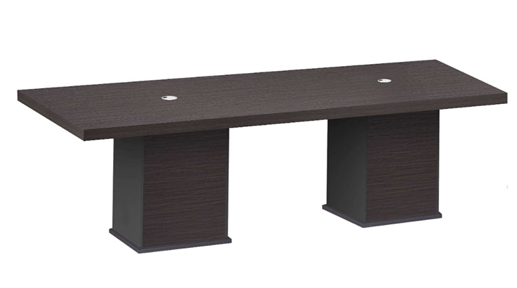 BA404 Bravo modern conference table with black conference chairs, second angle
