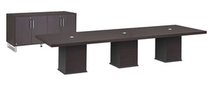 BA404 Bravo modern conference table with black conference chairs, side view