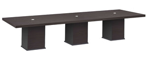 BA404 Bravo modern conference table with black conference chairs, detail view