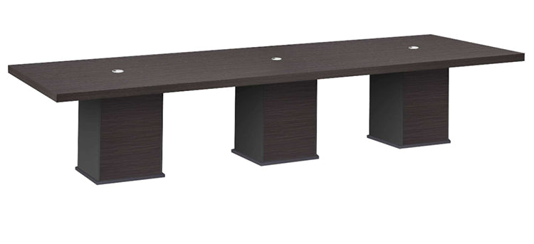 BA404 Bravo modern conference table with black conference chairs, detail view