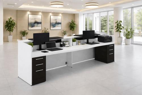 P-REC-DS1-B Corp Design Potenza Modern Double Reception Desk with LED Transactional Overlays