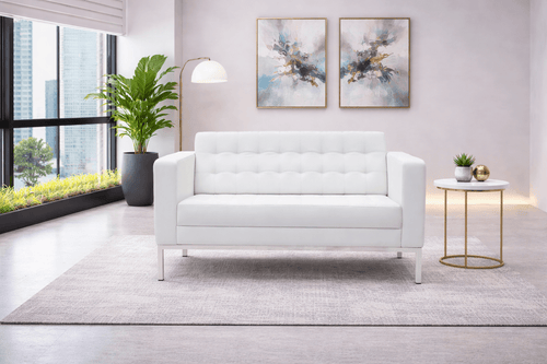 CD-PIAZZA2W Corp Design Piazza Modern Tufted Leather Loveseat Sofa
