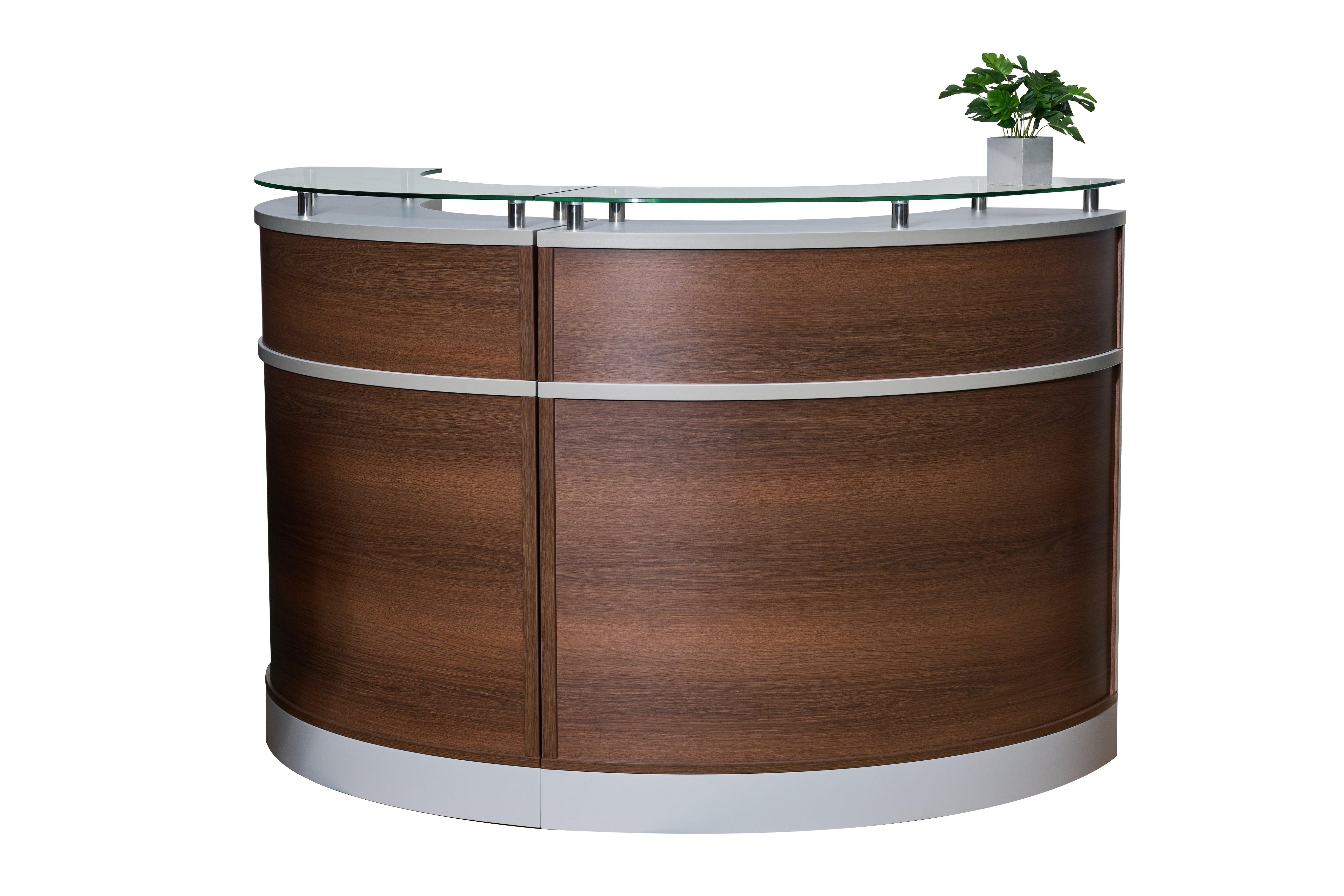 RCN3132C - Cosmo Collection Glass Top Round Reception Desk by Office Source