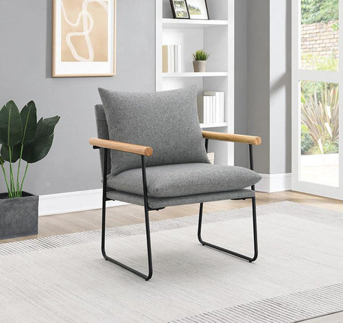 DTN - Dutton Armchair w/ Natural Finish Arms & Black Metal Frame by OSP
