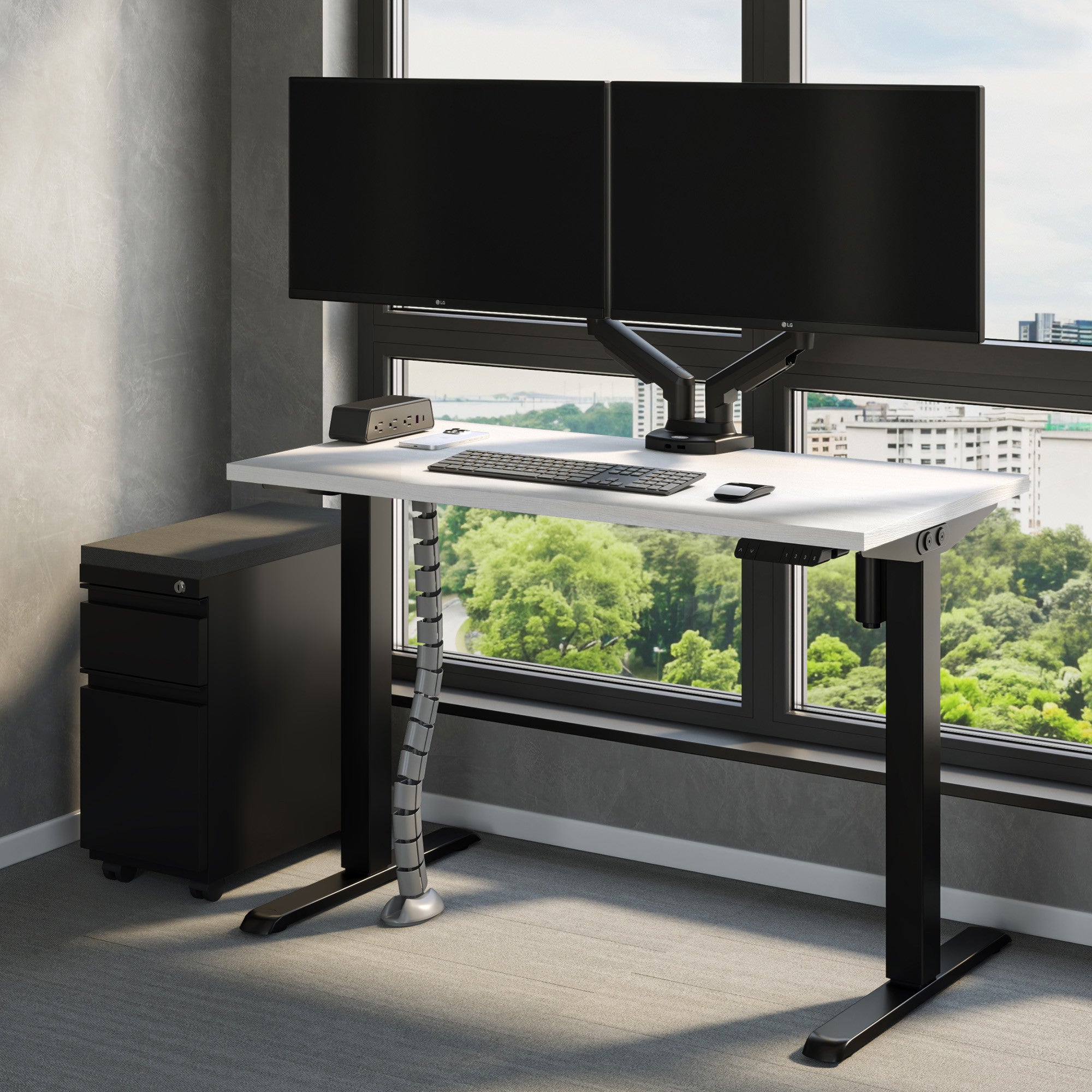 OSAC4009 - OfficeSource Dual Arm Monitor Arms Charcoal Stock