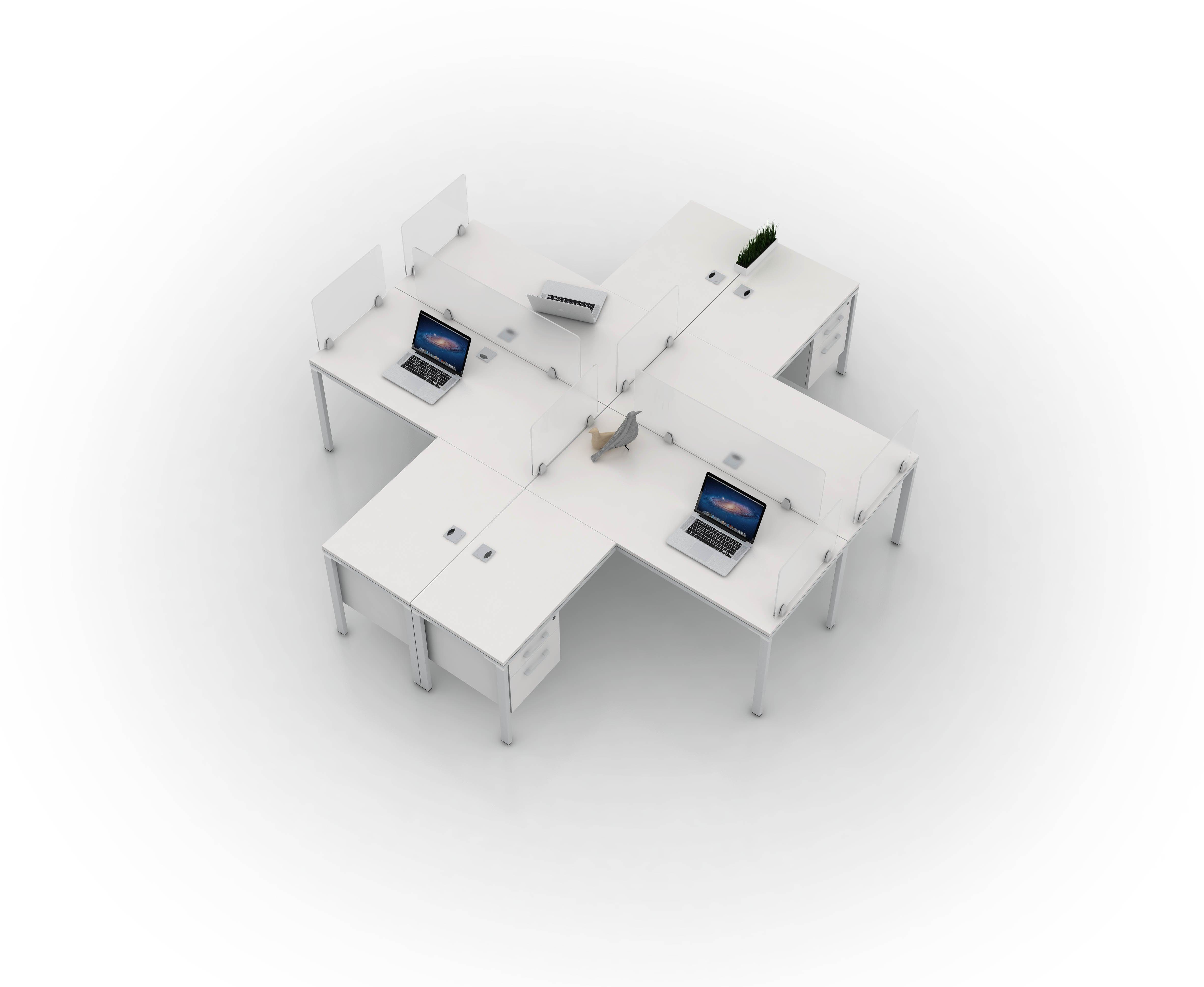 SGSD019LR - Simple System 4 Person Facing 'L' Desks Benching Workstations (large returns)