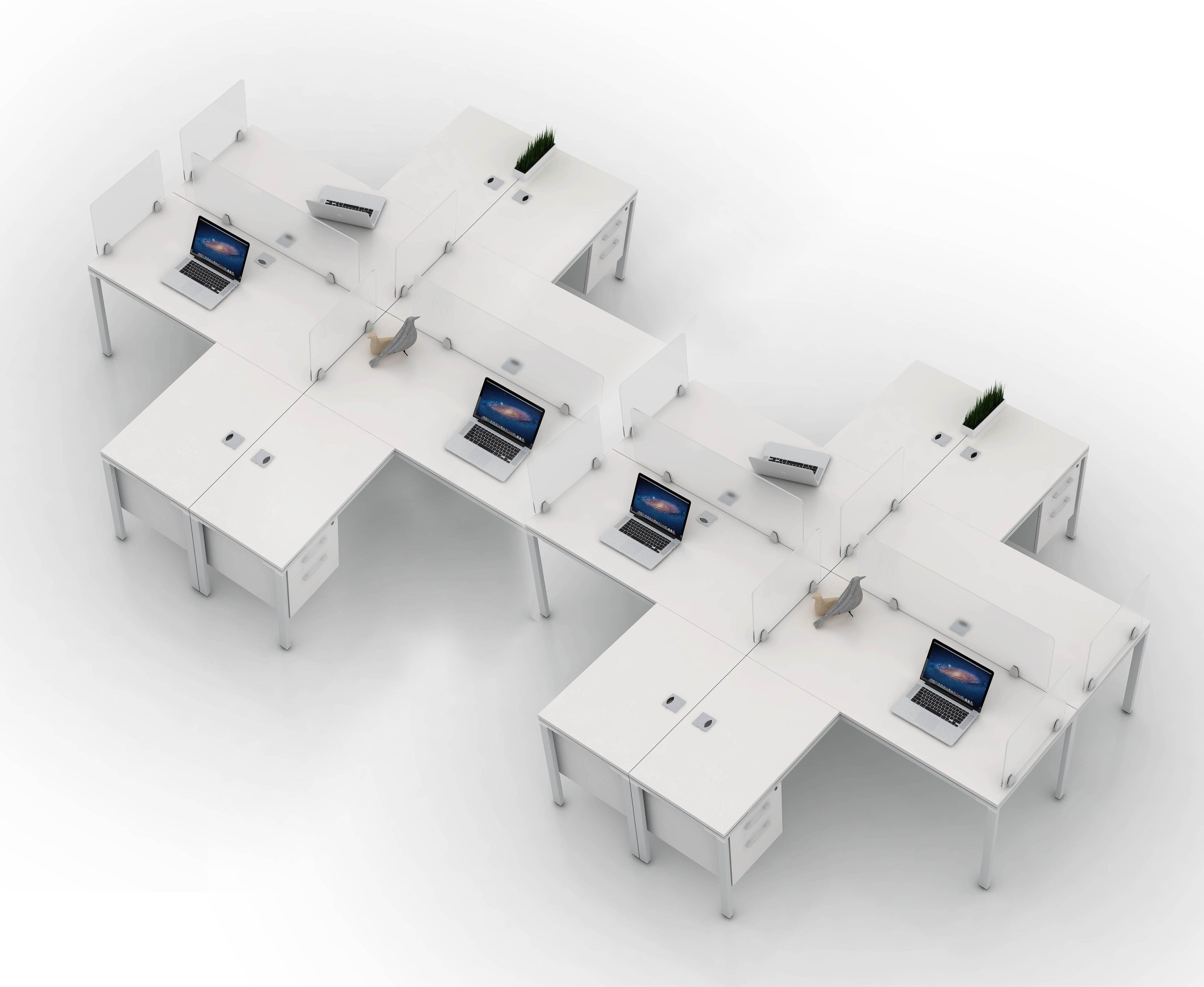 SGSD028LR Simple System 8 Person Facing 'L' Desks Benching Workstations (large returns)