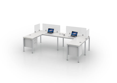 SGSD008LR - Simple System 2 Person Double 'L' Shaped Benching Workstations (large returns)