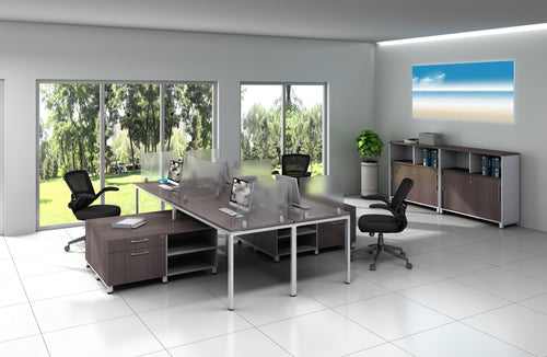 SGSD017 - Simple System 4 Person Facing Benching Workstations w/ Storage Returns
