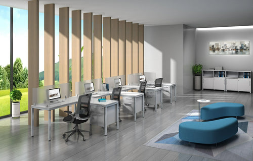 SGSD012 - Simple System 4 Person 'L' Shaped Benching Workstations