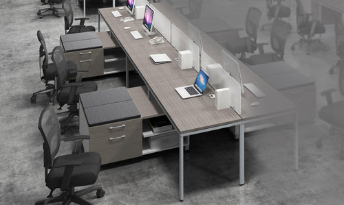 SGSD011 - Simple System 4 Person Benching Workstations w/ Storage Returns