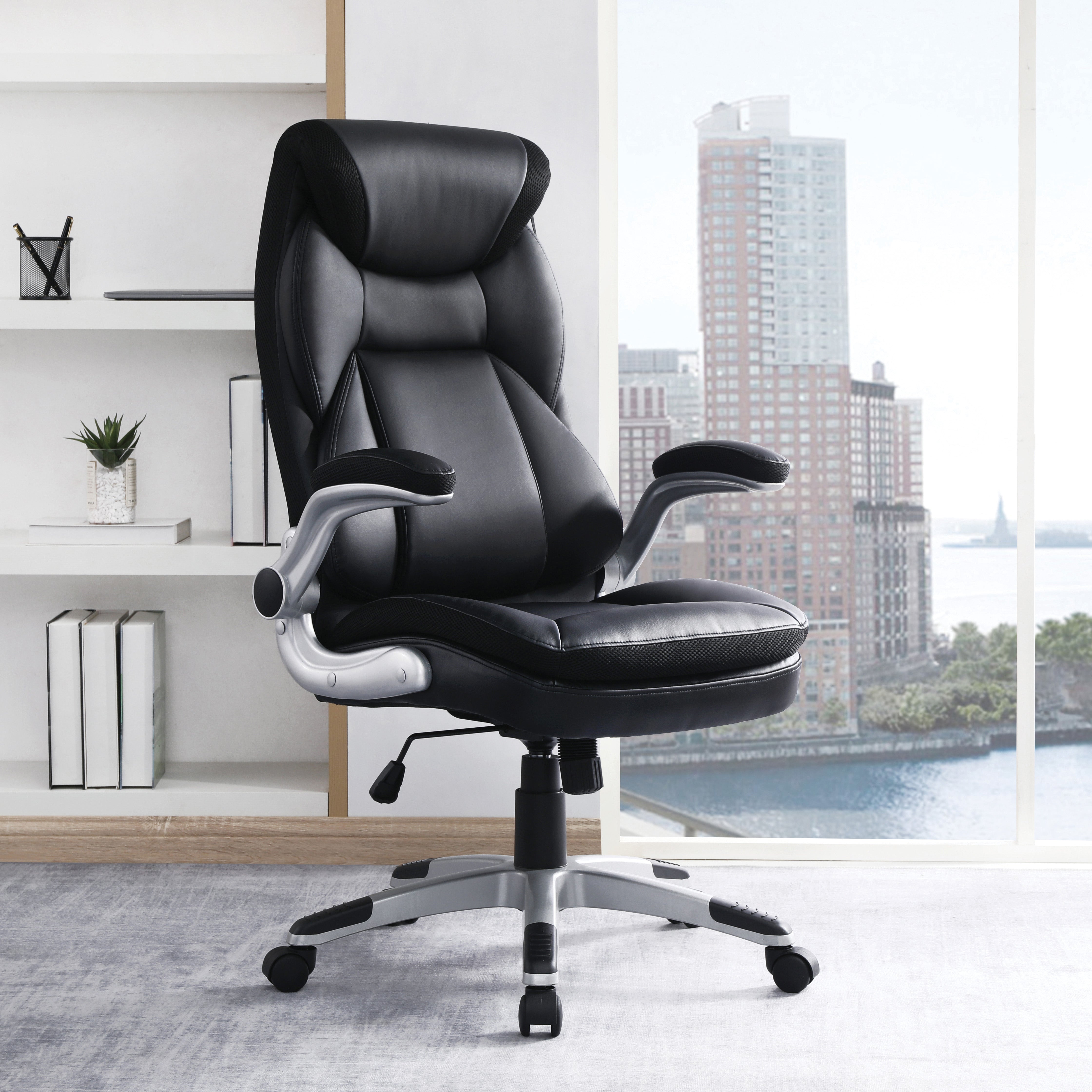 ECH17056 - Executive Bonded Leather Chair w/ Flip Up Arms by OSP