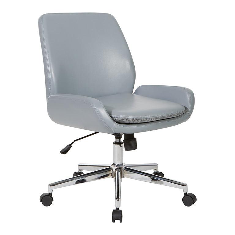 FL61903C - Mid Back Faux Leather Office Chair with Chrome Finish Base