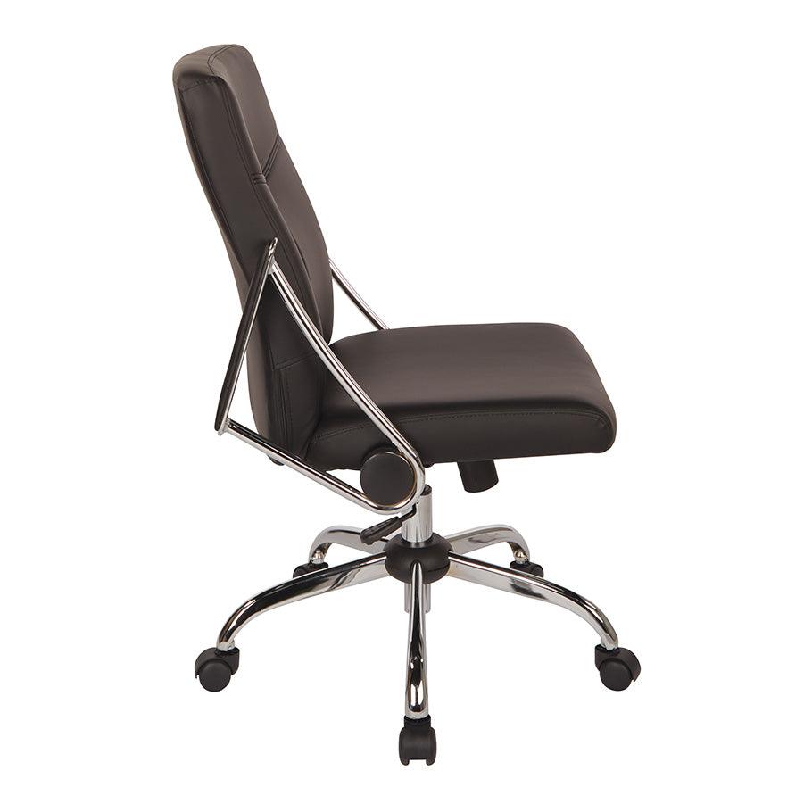 FL80287C - Faux Leather Chair w/ Padded Flip Arms & Chrome Base by OSP