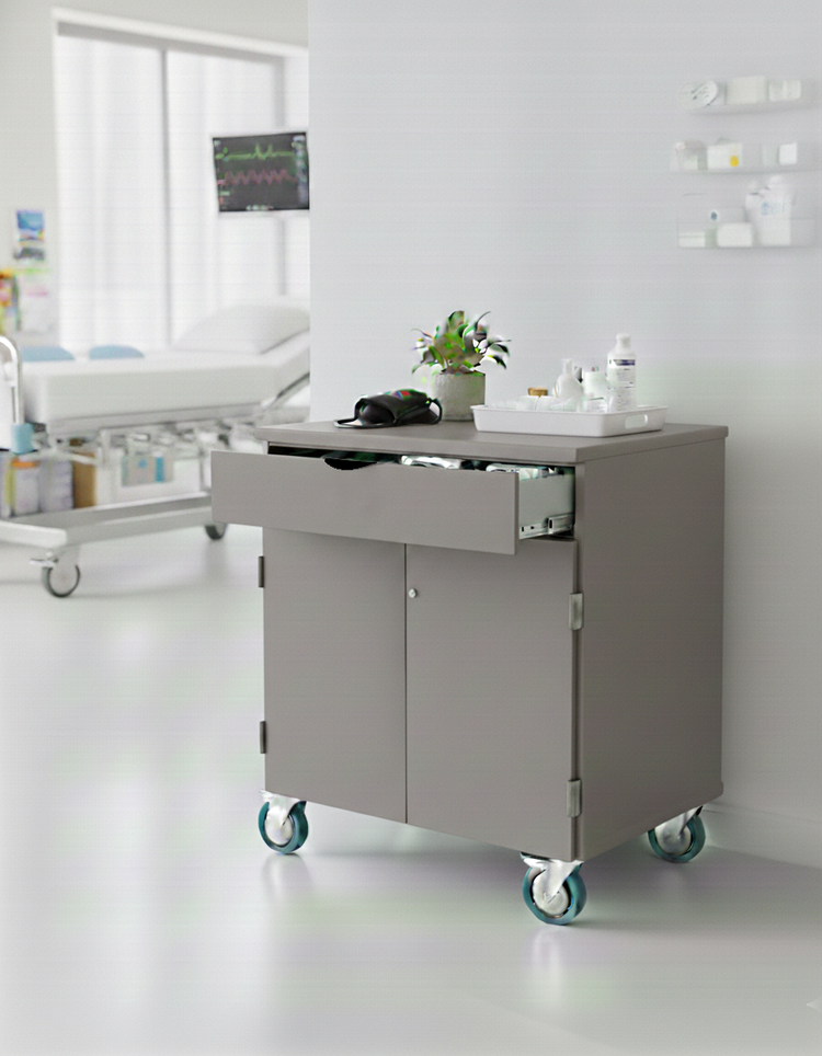 Candex Deluxe Wood Heavy-Duty Mobile Storage Cabinet W/ Drawer for medical facilities