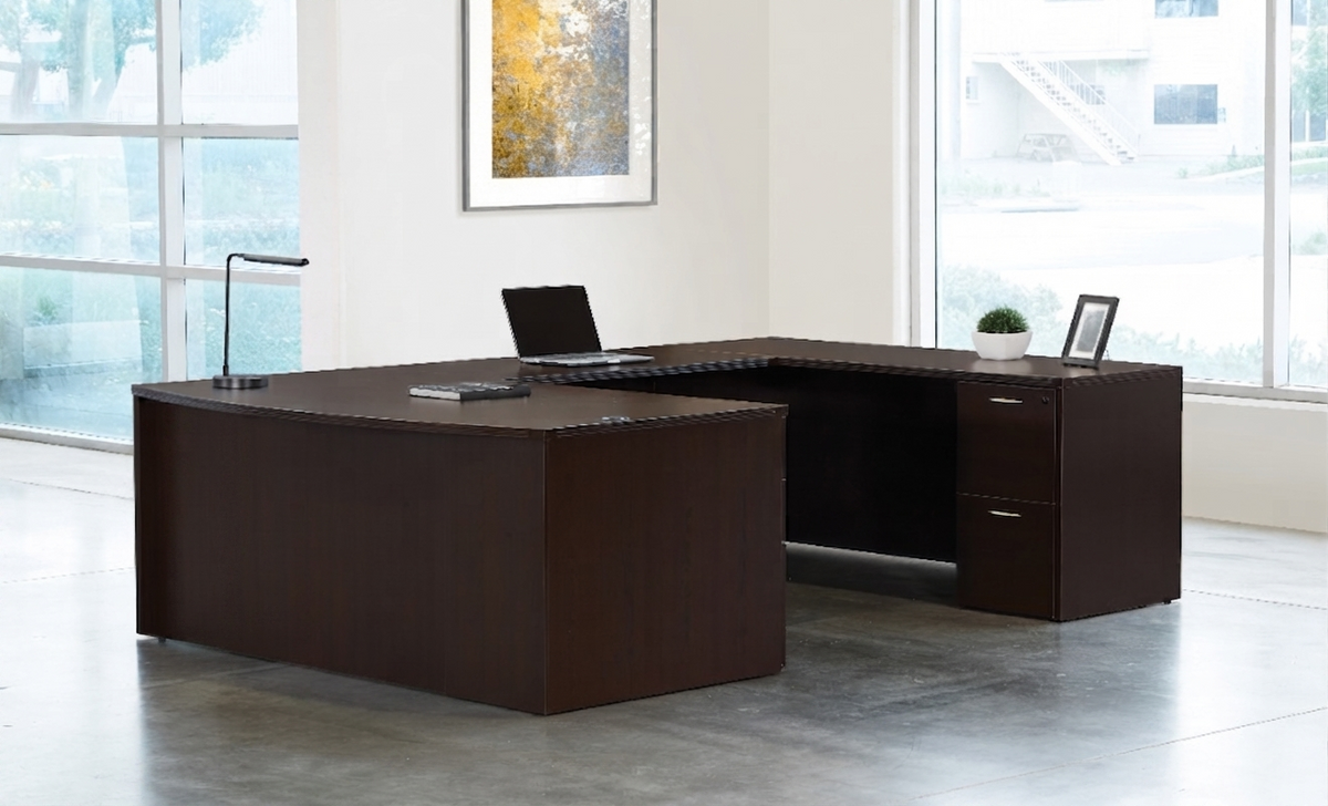 OSP Napa Executive U shaped office desk in Espresso