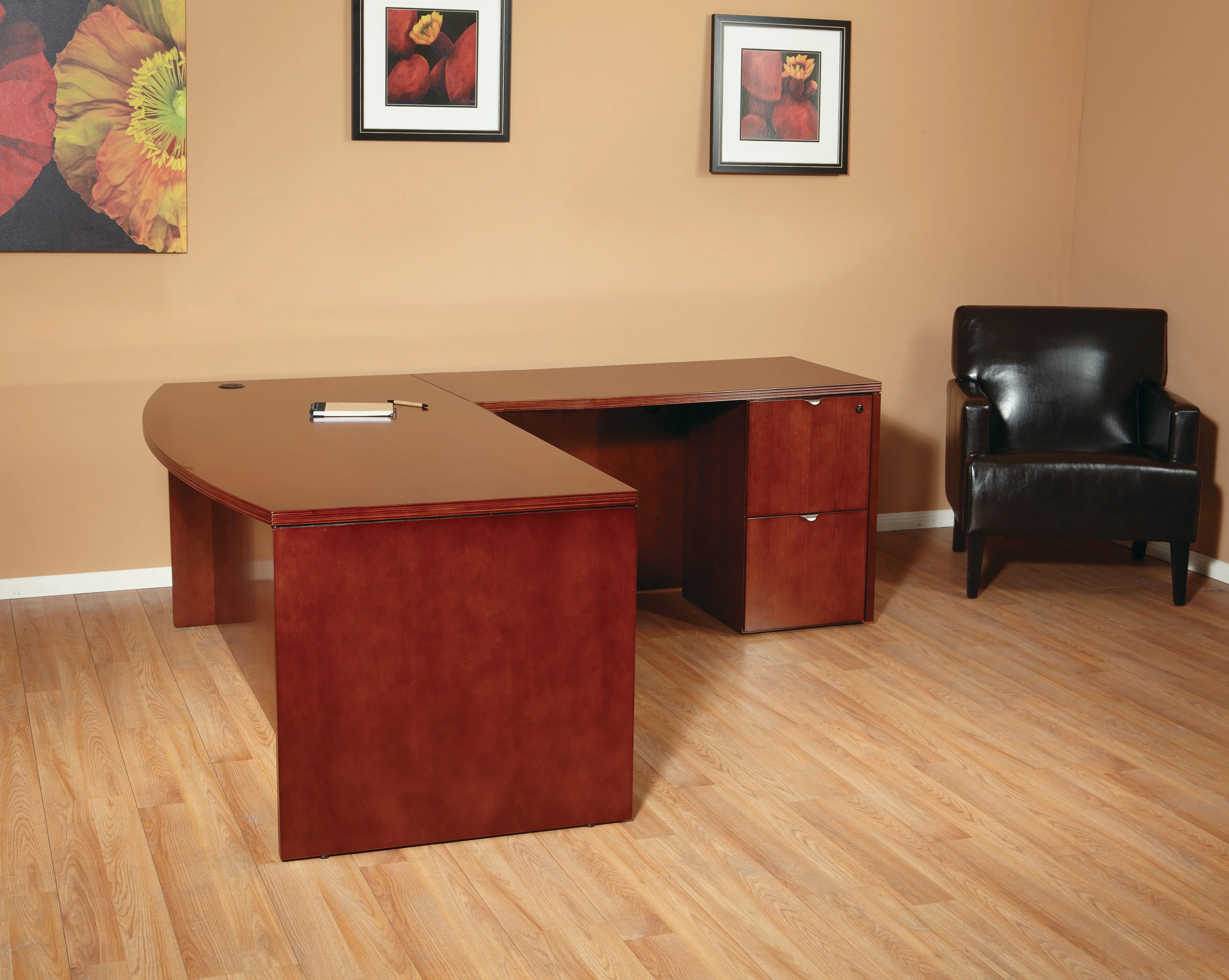 KEN-TYP8 - Kenwood L Shape Bow Front Desk by Office Star