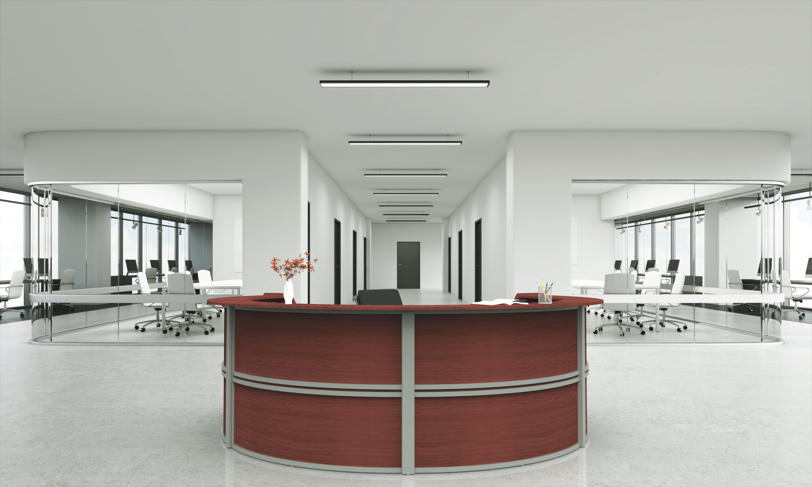 ZU298 - Curved Modern Reception Desk, 4 Section Unit by Linea Italia