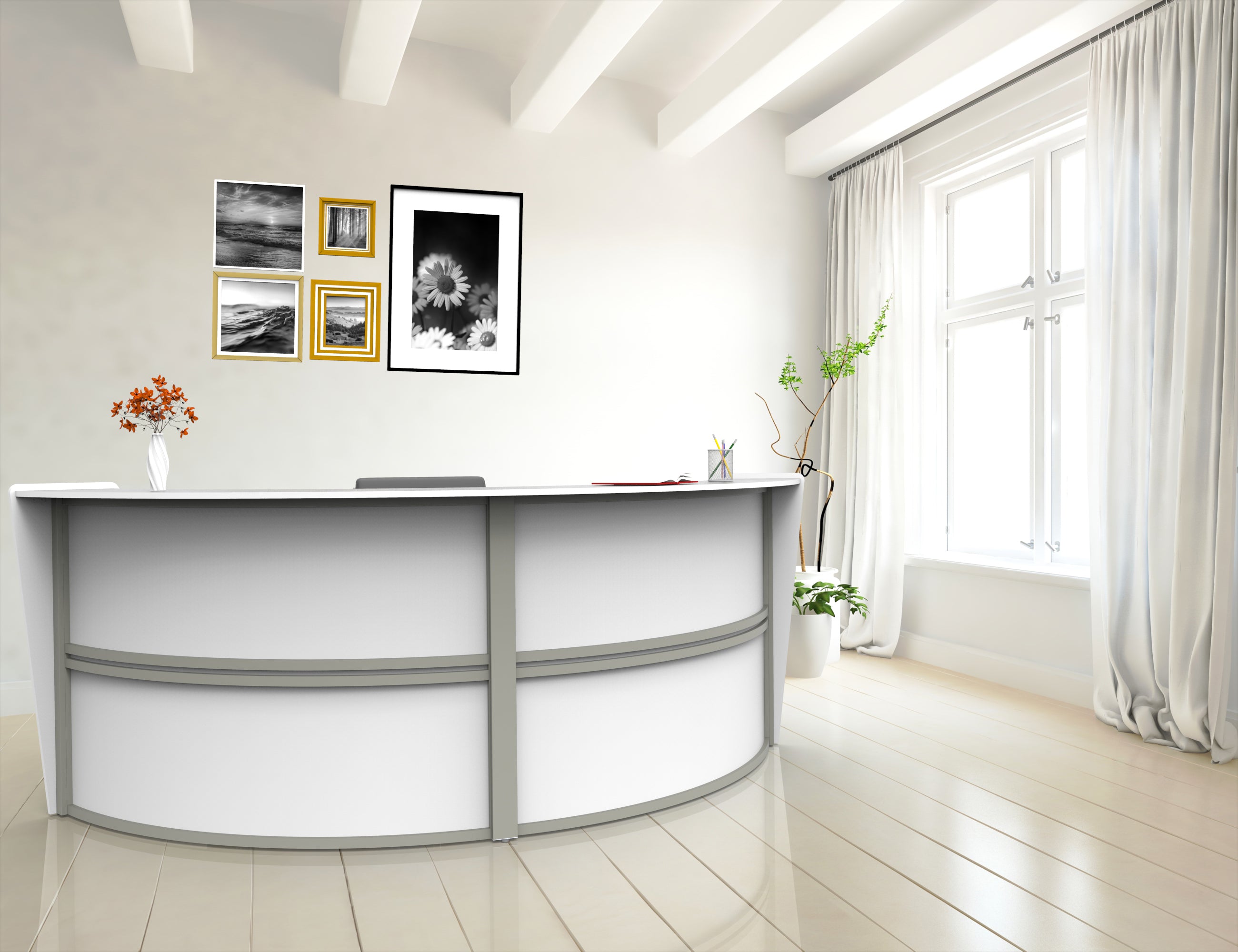 ZU296 - Curved Modern Reception Desk, Double Unit by Linea Italia