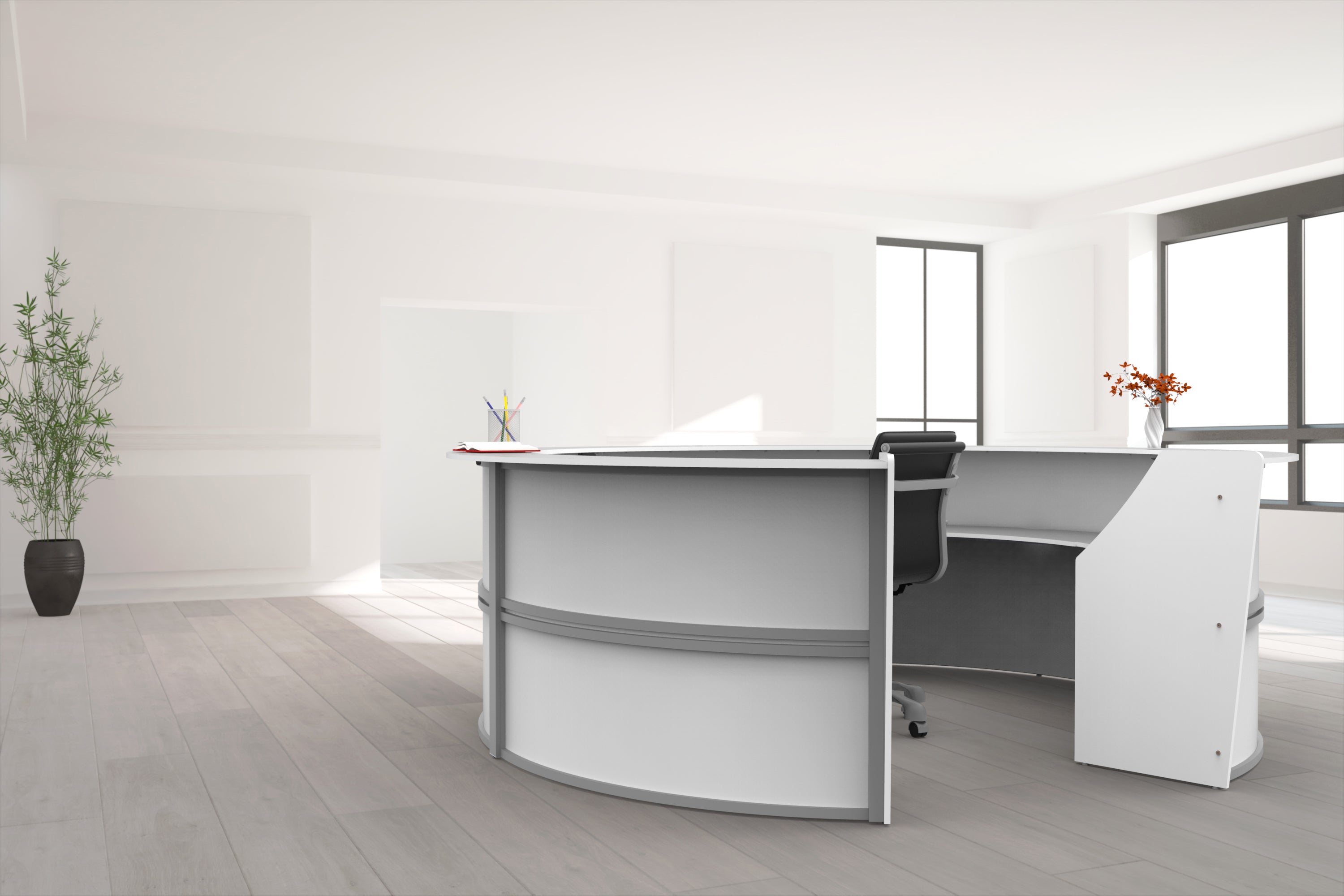 ZU299 - Curved Modern Reception Desk, 5 Section Unit by Linea Italia