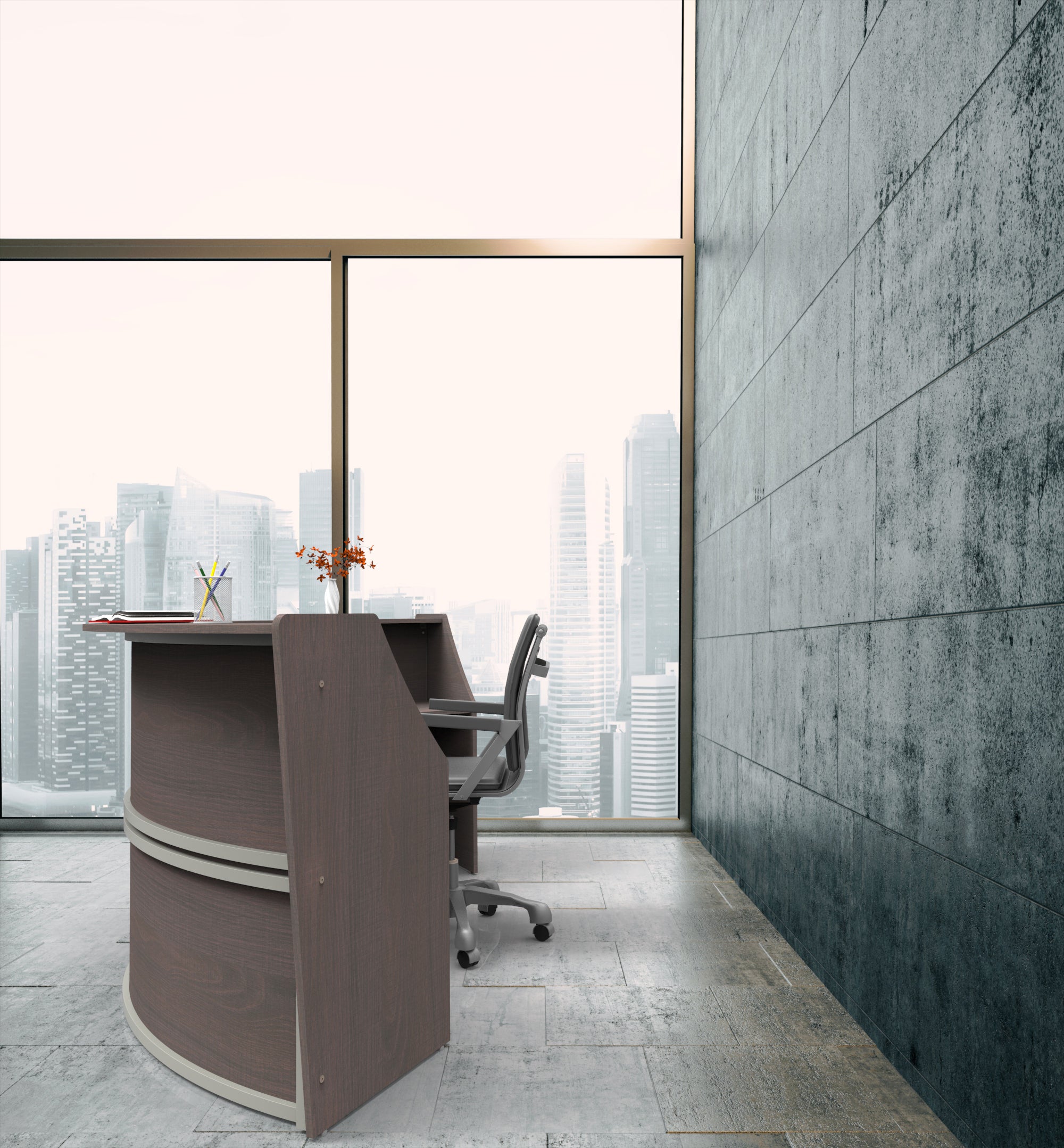 ZU296 - Curved Modern Reception Desk, Double Unit by Linea Italia