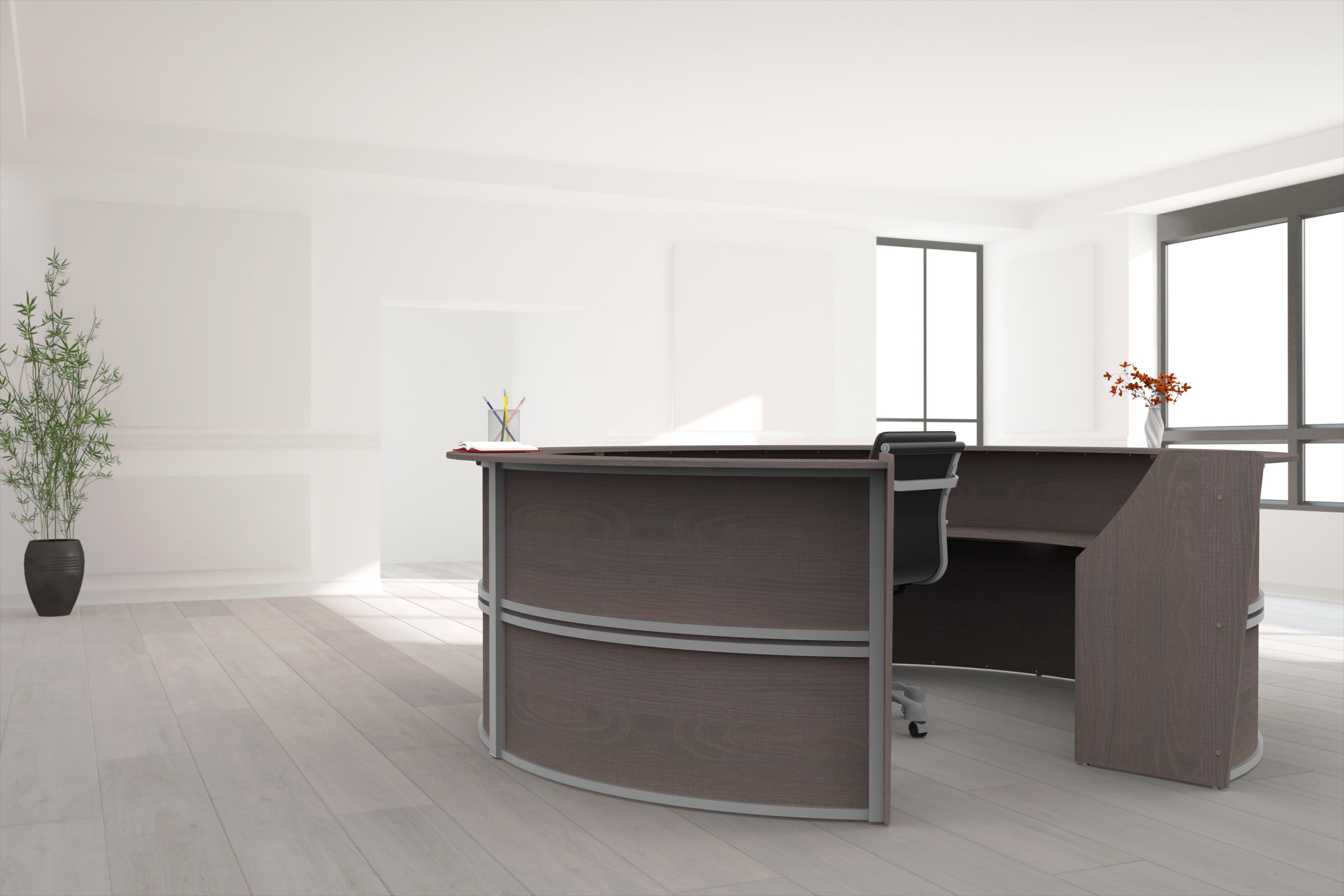 ZU299 - Curved Modern Reception Desk, 5 Section Unit by Linea Italia