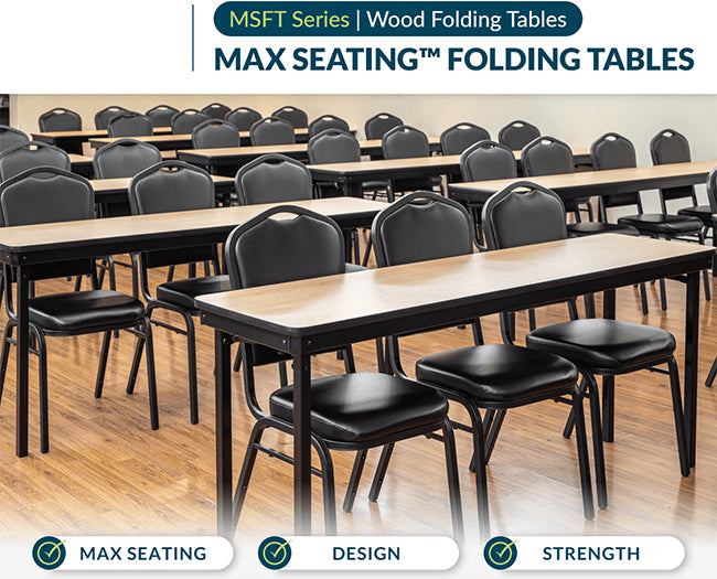 MSFTBPTM Max Seating Folding Tables Particle Board Core/T- Mold Edge by NPS