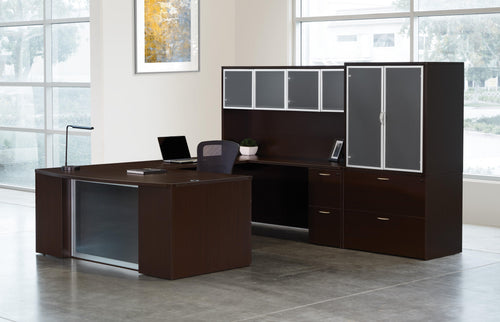 NAPTYP213G - Napa 'U' Shape Glass Modesty Step-Front Office Suite by OSP