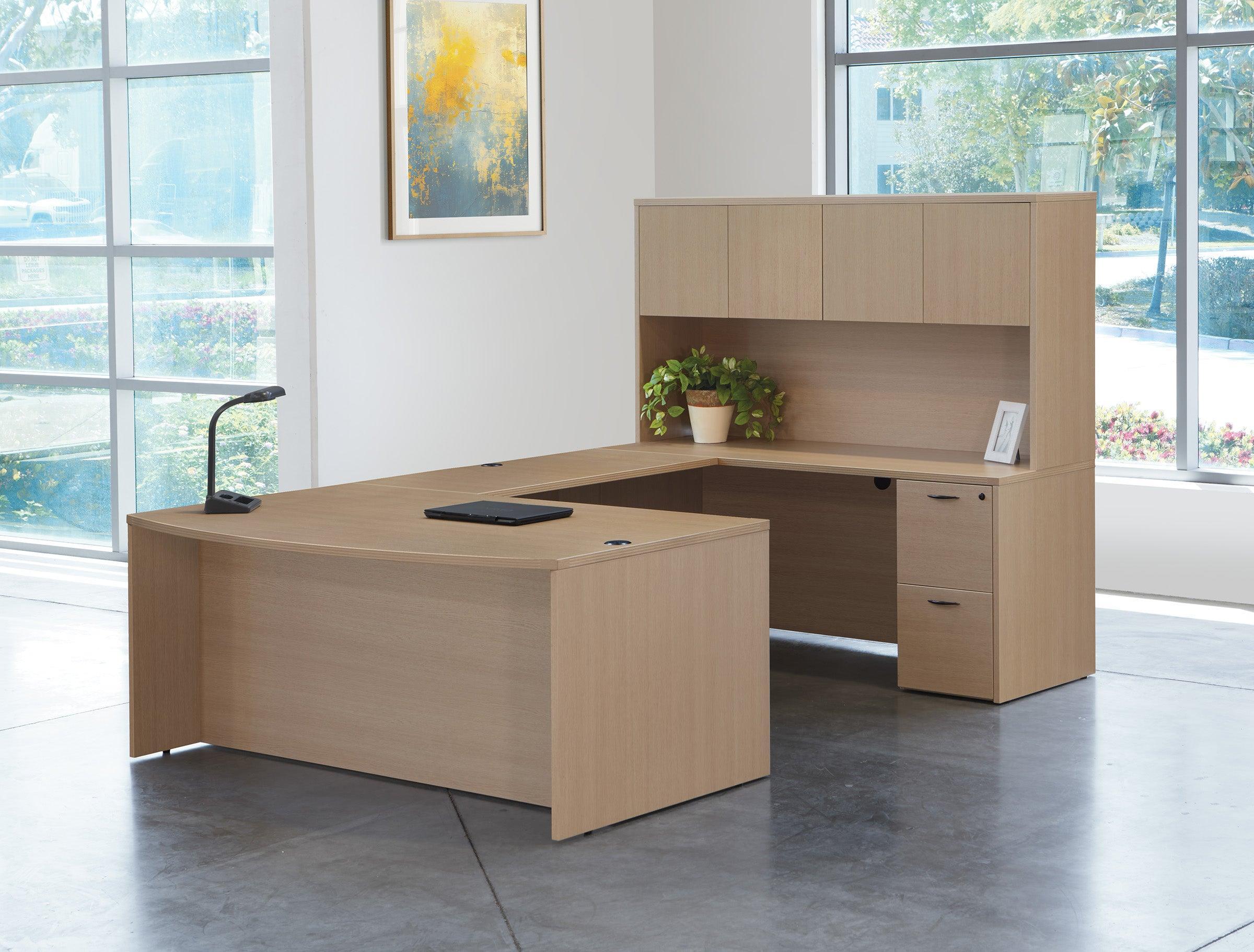 NAPTYP12 - Napa Series 'U' Shaped Desk w/Wood Doors Hutch by OSP