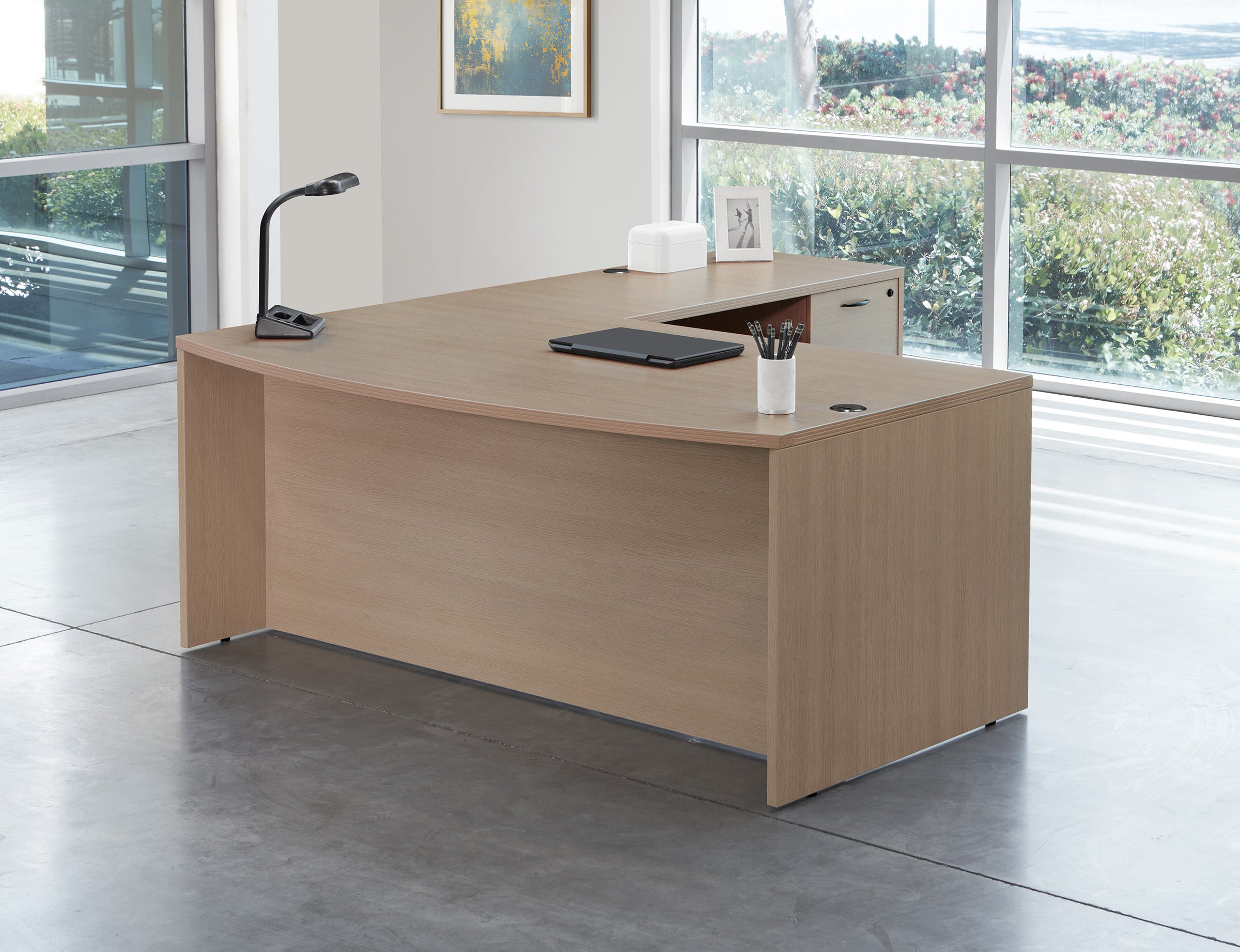 NAPTYP8 - Napa Bow Front 'L' Shape Desk by OSP