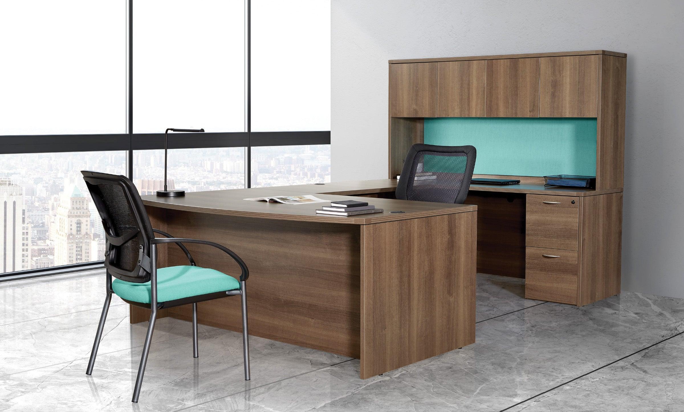 NAPTYP12 - Napa Series 'U' Shaped Desk w/Wood Doors Hutch by OSP