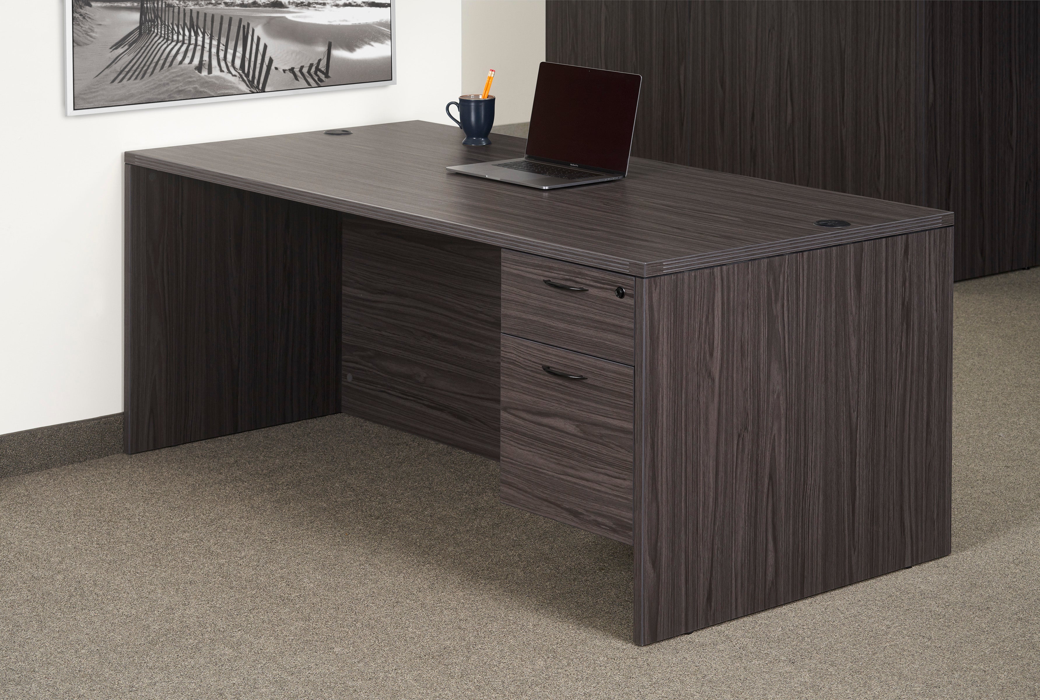 NAP21 - Napa Economy Single Pedestal Desk, 4 Sizes  by OSP