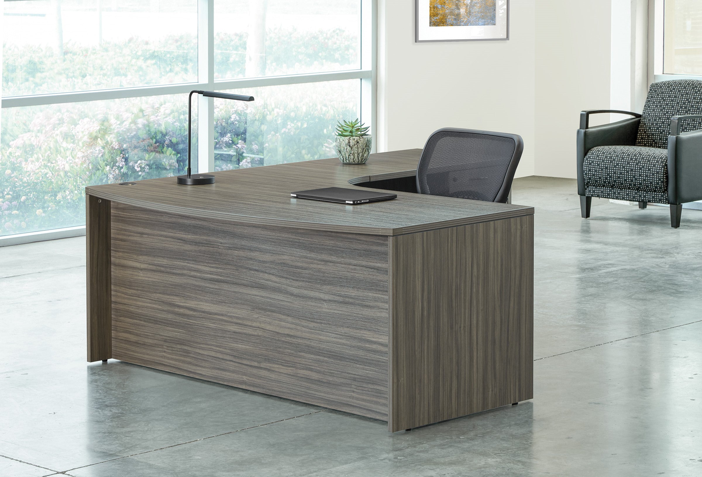 NAP-TYP10 - Napa 'L' Shape Bow Front Office Desk w/ Inner Curve by OSP