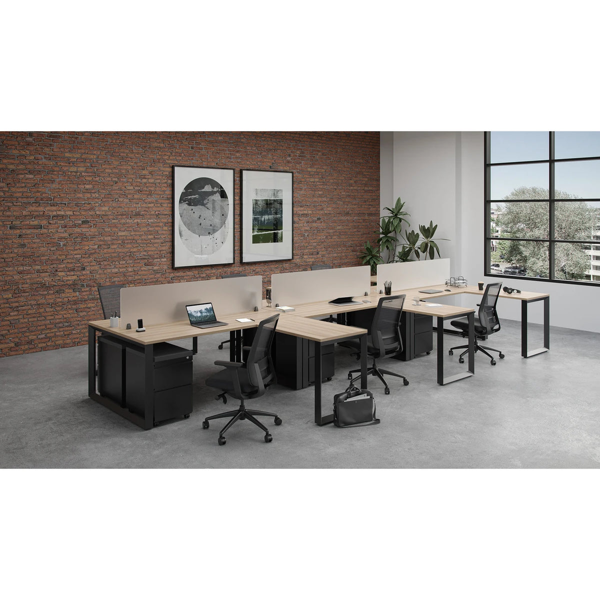 Modern Variant 6 person L shaped workstations by Office Source