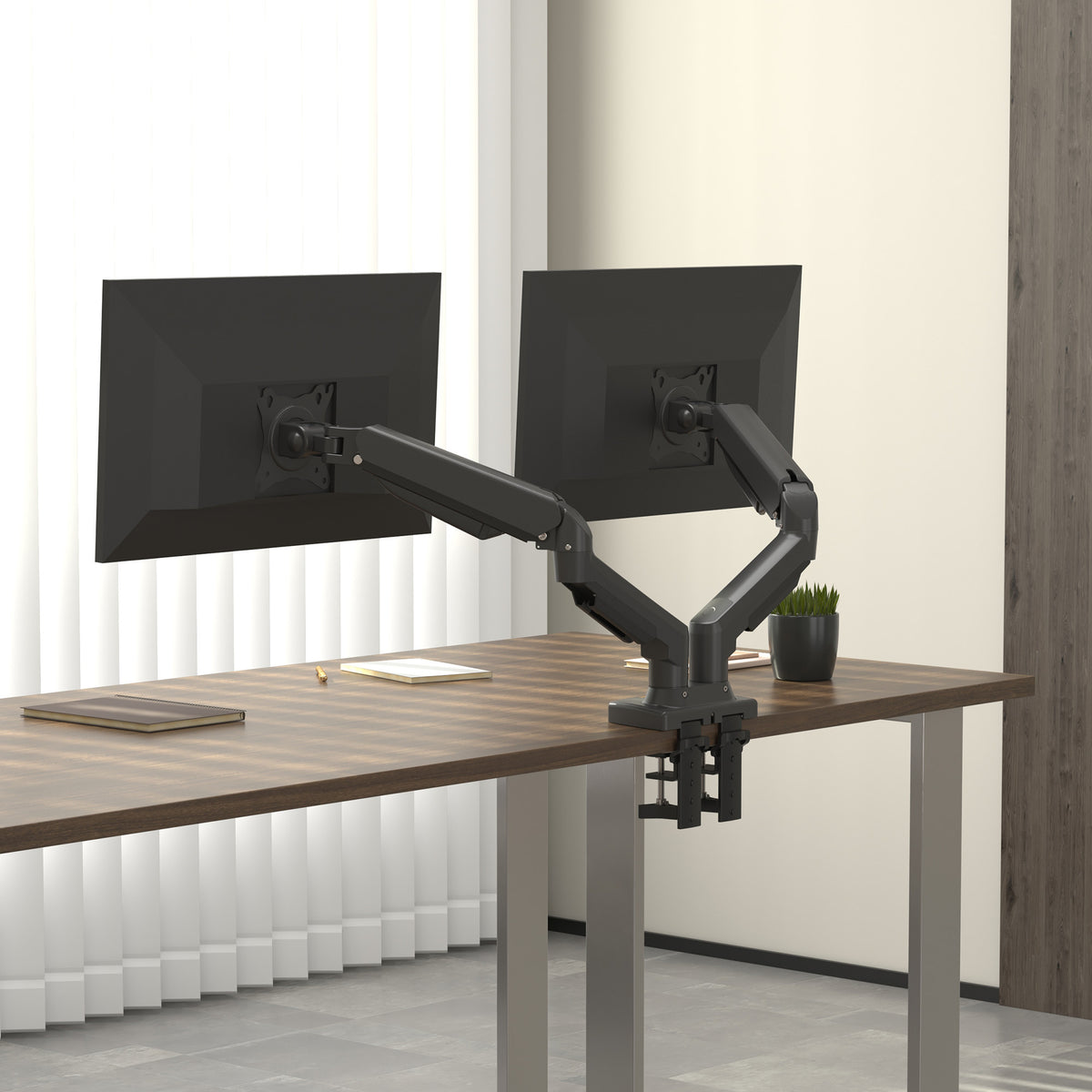 OSAC4009 - OfficeSource Dual Arm Monitor Arms Charcoal Stock