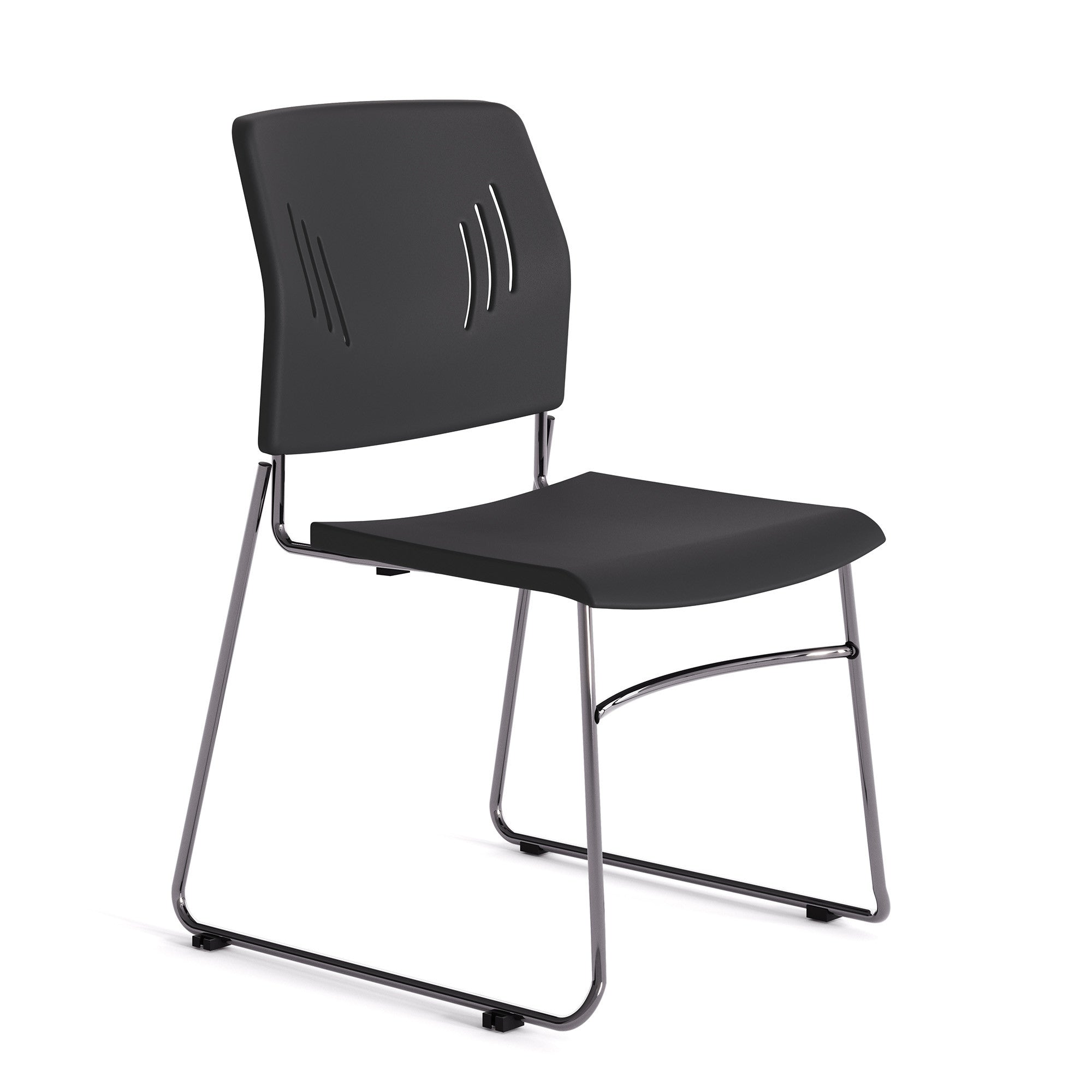 OSSN6015 - OfficeSource Stacked Armless Stackable Side Chair w/ Chrome Frame