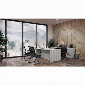 OS Laminate executive bow front u shaped desk in cherry