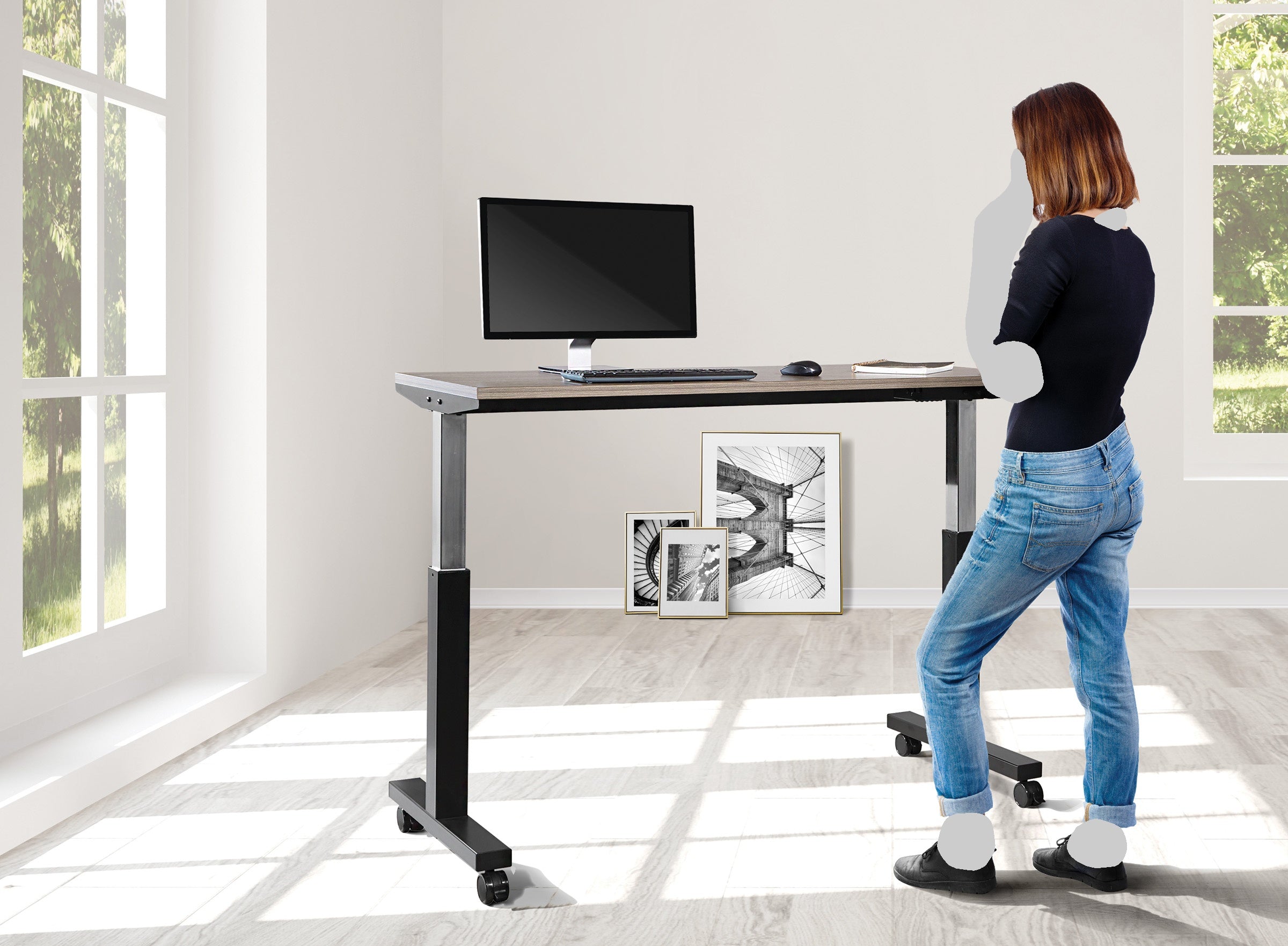 PHAT2460 - Mobile 60"W  Pneumatic Adjustable Height Desk by OSP