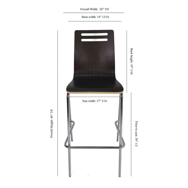 OSST7005 - OfficeSource Rowan Square Bentwood Bar Height Café Stool