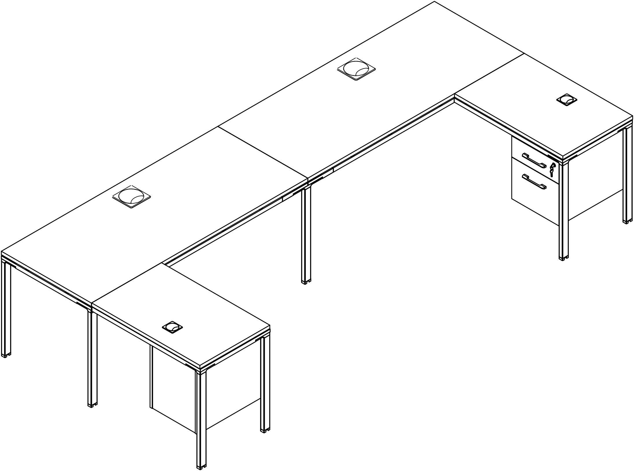 SGSD008 - Simple System 2 Person Double 'L' Shaped Benching Workstations