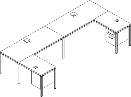 SGSD008 - Simple System 2 Person Double 'L' Shaped Benching Workstations