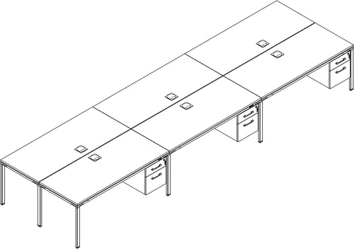 SGSD020 - Simple System 6 Person Facing Benching Workstations